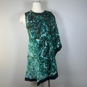 Ted Baker London Ted  Draped Black Dress w/ Green Leaves Size 2
